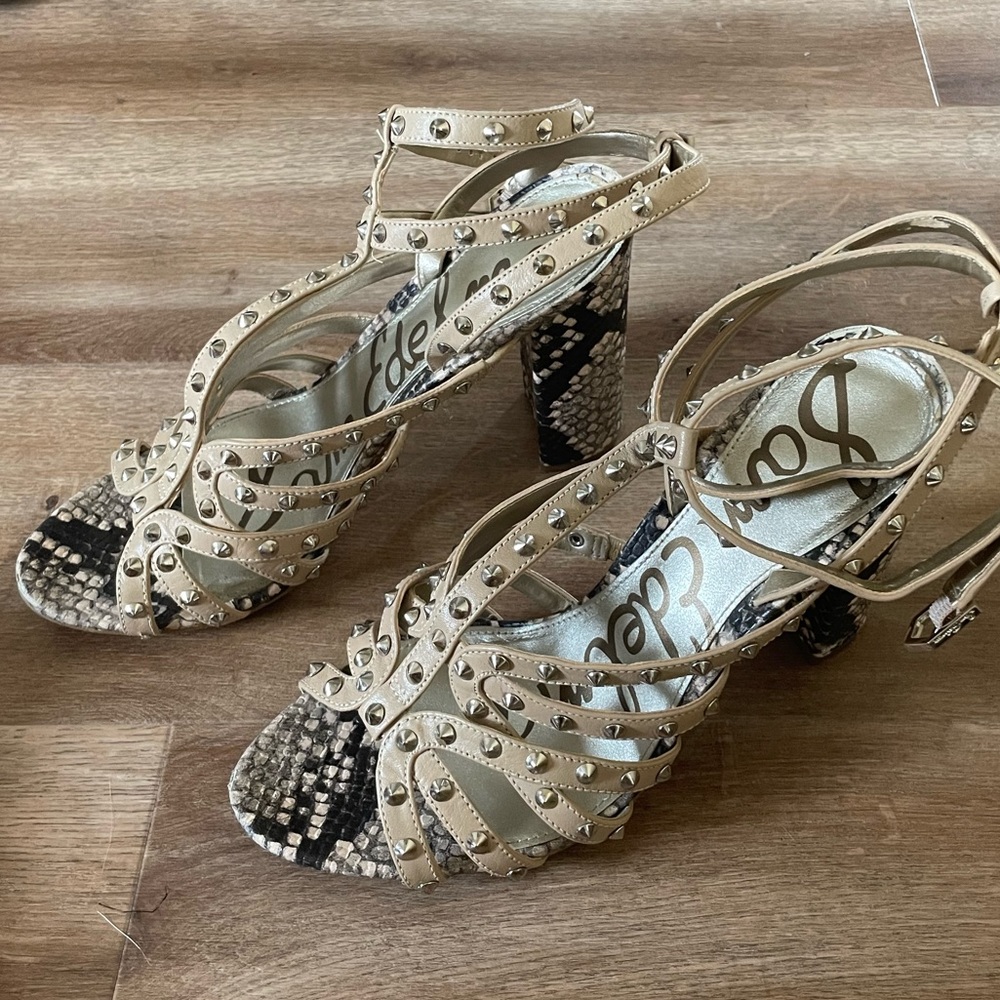Snakeskin embellished heels